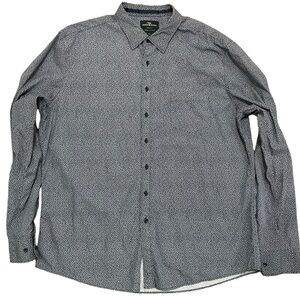 Rodd & Gunn Sports Fit Long Sleeve Button Down Navy Blue & White Pattern 3XL